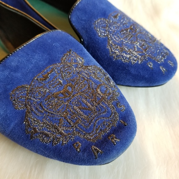KENZO | Royal Blue Suede Smoking Slippers - Picture 3 of 8